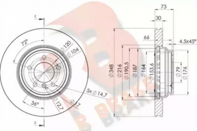 R BRAKE 78rbd21973 -  Тормозной диск